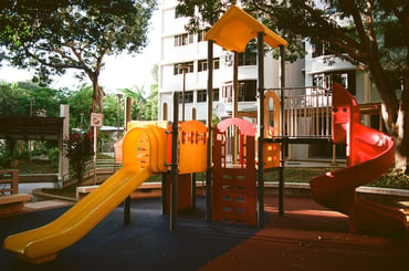 playground with colorful playground surfacing